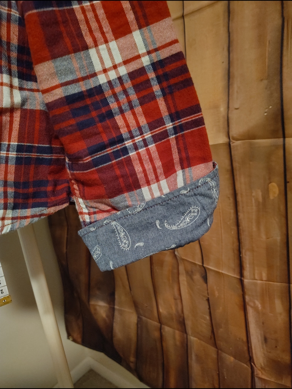 XL JACHS Girlfriend Super-Soft Flannel Red and Navy Plaid Button-Down Shirt - Picture 6 of 13